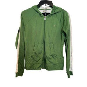 Vintage Y2K Nike Full-Zip Hooded Jacket Womens M Green/White/Black Striped Sleev